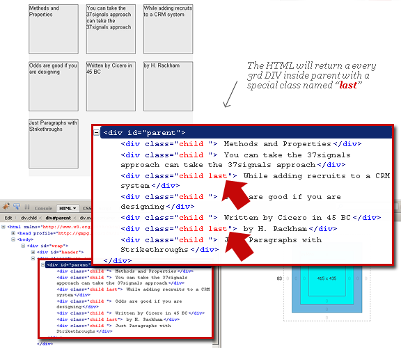 A view of the source code of our finished product. Notice the additional for the DIVs illustration2