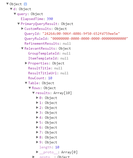 Search API result
