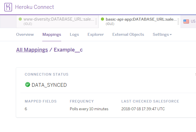 heroku - data synced