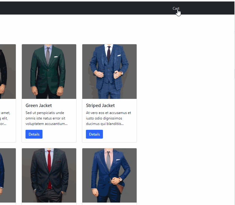 Cart component shows and hides